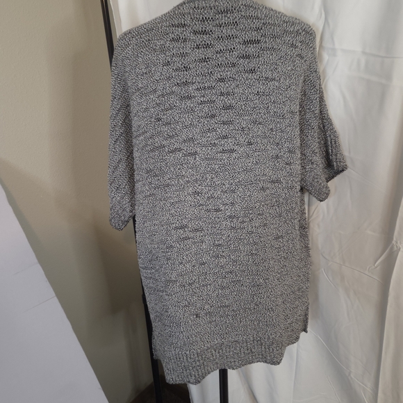 Tahari Women'a Gray/White Marled Open-Front Cardigan Cotton Blend Size XL - Picture 6 of 8